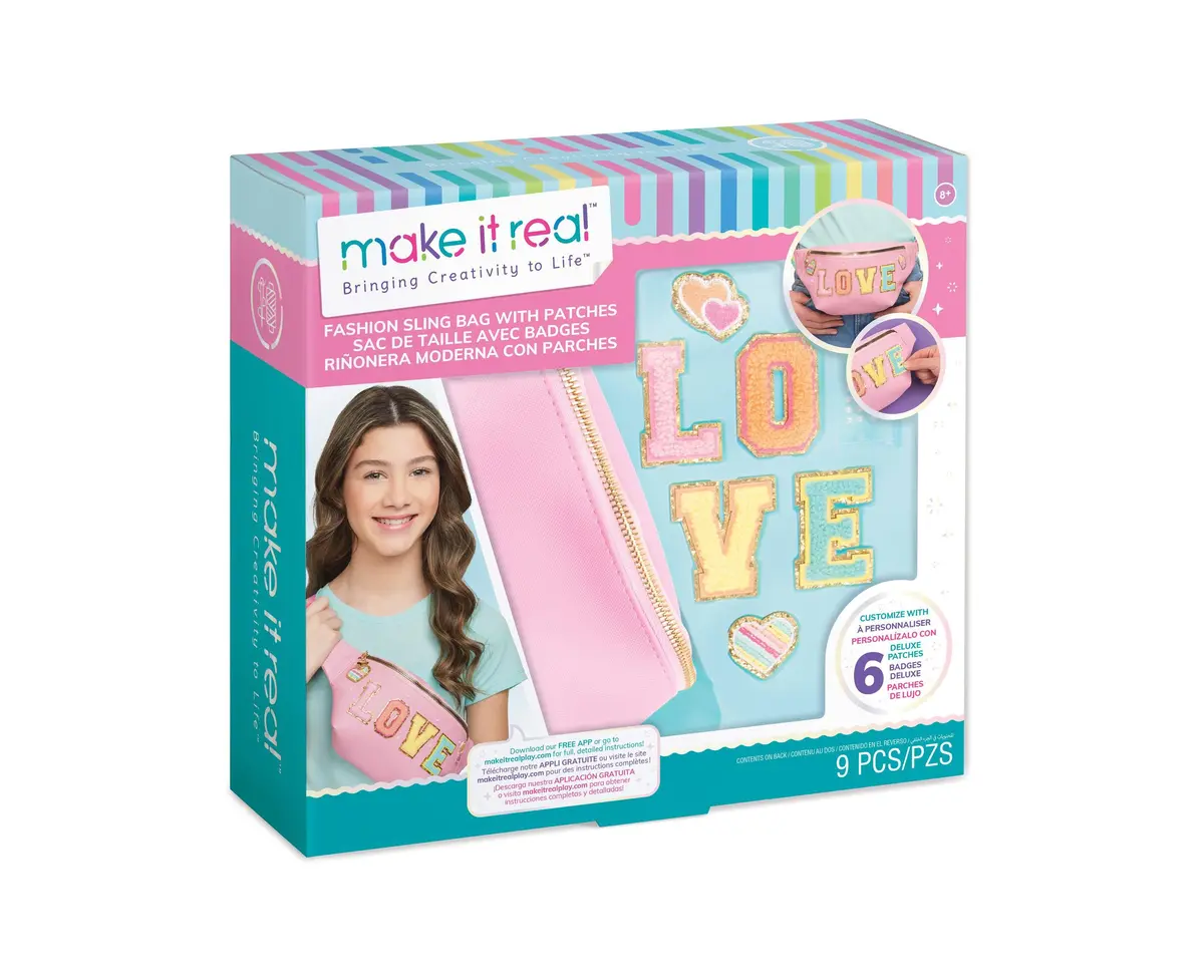 Make It Real Diy Fashion Love Patches Pink Bum Bag - Sparkly Terry Fabric 1