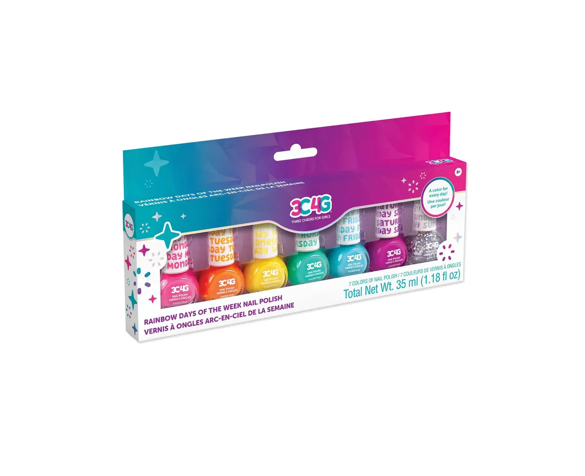 3C4g Rainbow Days Of The Week Vibrant Nail Polish Set - Kids Safe 1