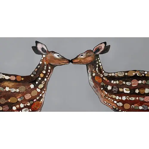Oopsy Daisys Deer Love On Deep Gray Canvas Wall Art 1