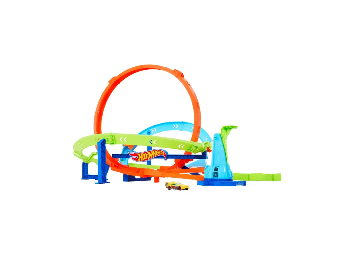 Hot Wheels Action Loop Cyclone Challenge Track Set With 1:64 Scale Toy Car 1