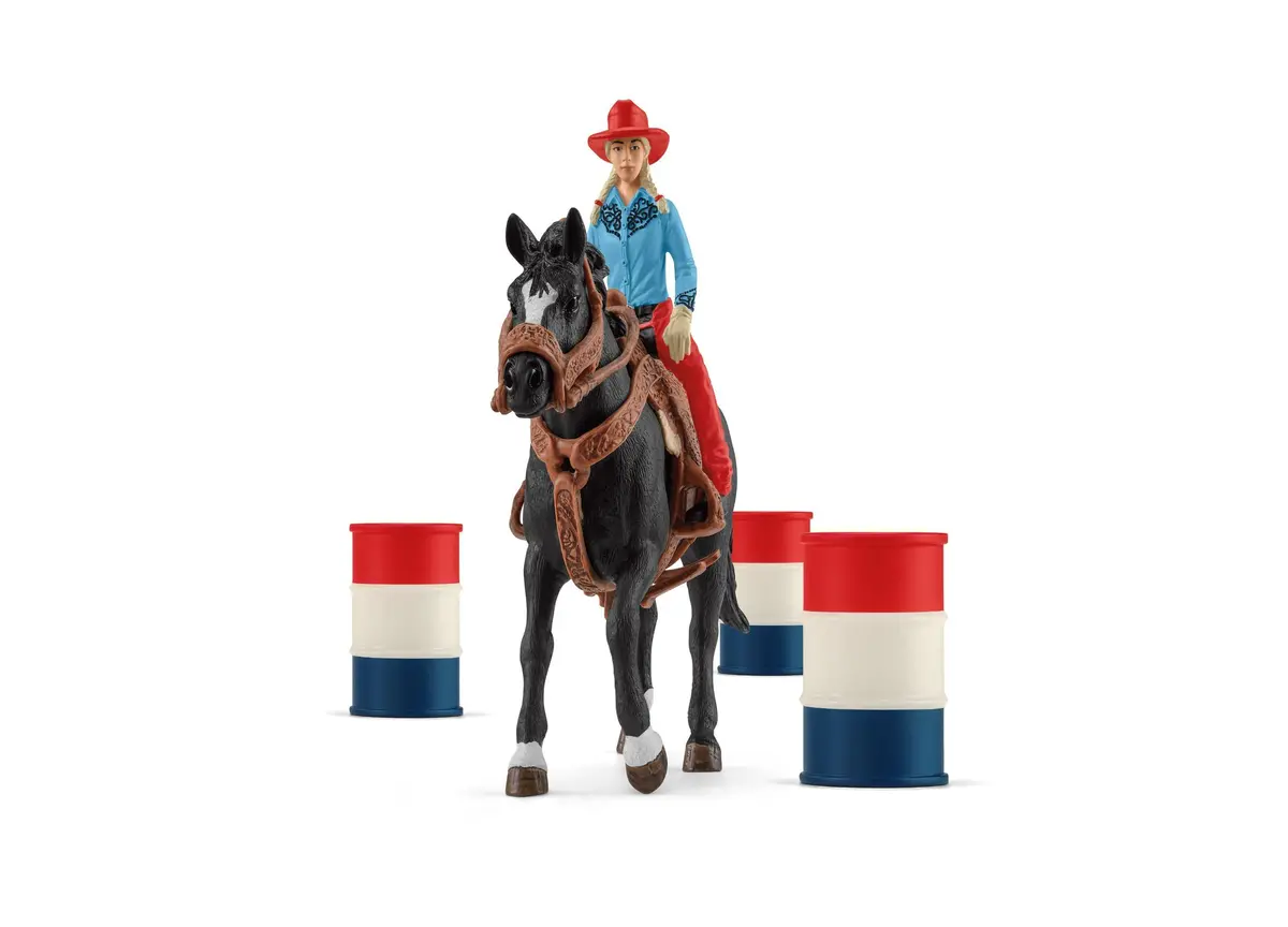 Schleich Farm World Cowgirl Barrel Racing Playset - 7 Piece Set 1