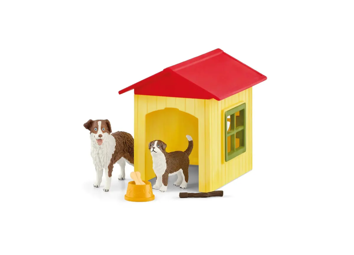 Schleich Farm World Australian Shepherd Dog House Playset, 9-Piece Set 1