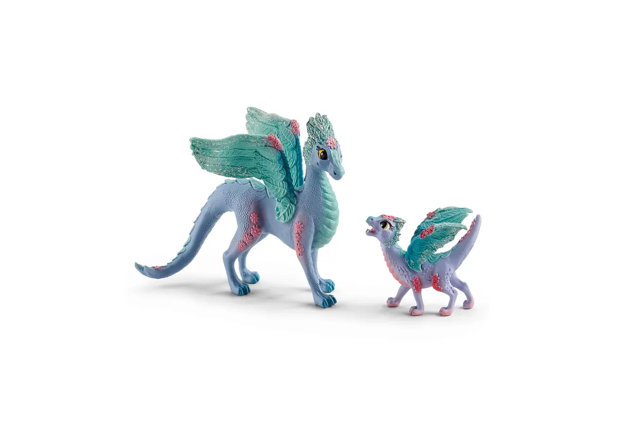 Schleich Bayala 7.1 Inch Blossom Dragon Mother & Child - Magical Figurine 1