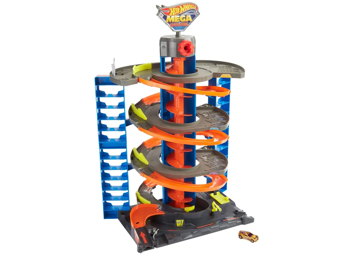 Hot Wheels City Mega 4-Level Garage Playset With 60+ Car Storage 1