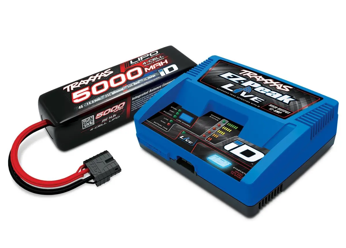 4S Completer Pack (2996X): 1 X Ez-Peak Live Single High Output Charger & 1 X Maxx 4S 5000Mah 25C Lipo Battery 89086-4 1