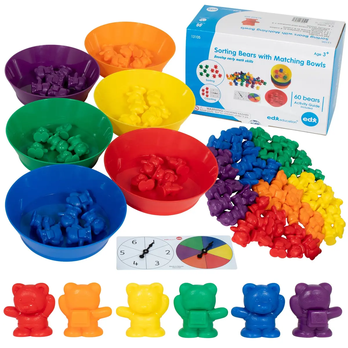 Edxeducation Counting Bears With Matching Bowls - Educational Sorting And Counting Toy Set 1