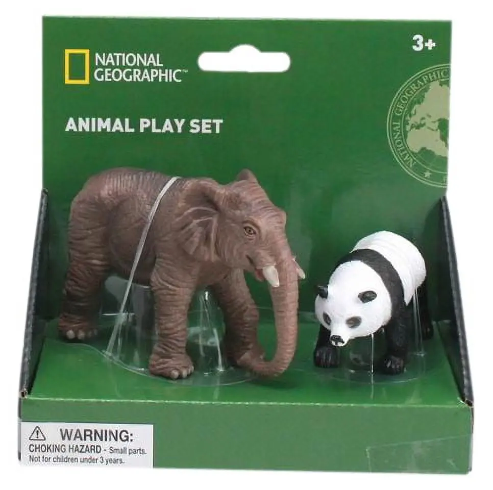 National Geographic Asian Elephant & Panda Collectible Figurines, 2Pc Set 1