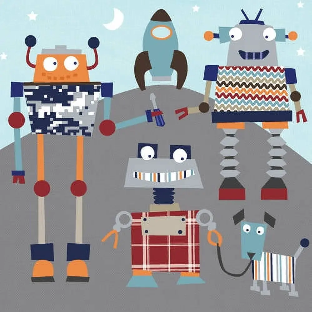 Oopsy Daisy Toos 21 Inch Robot Friends Canvas Wall Art 1