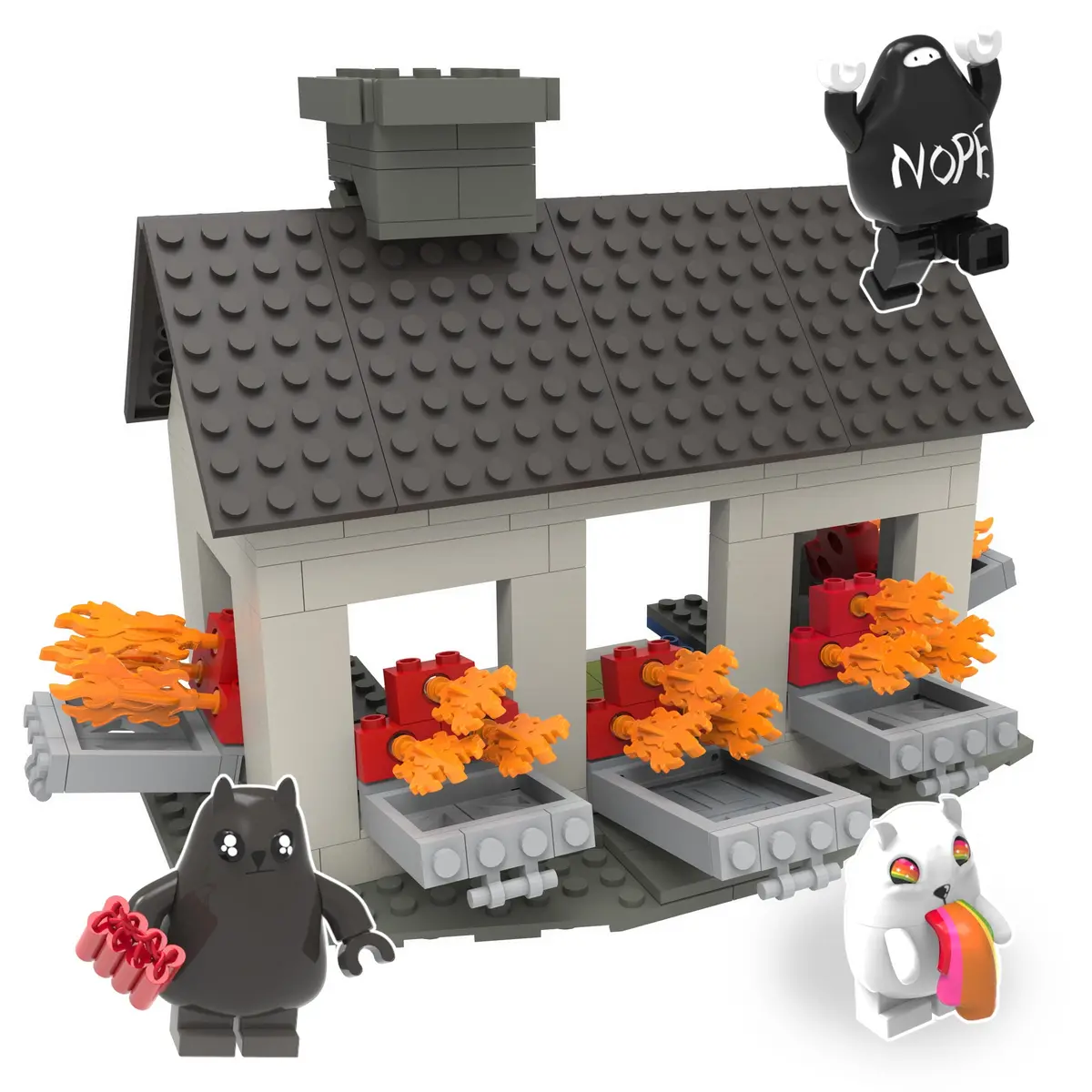 Exploding Kittens House Scene Construction Set With Exclusive Mini-Figures 1
