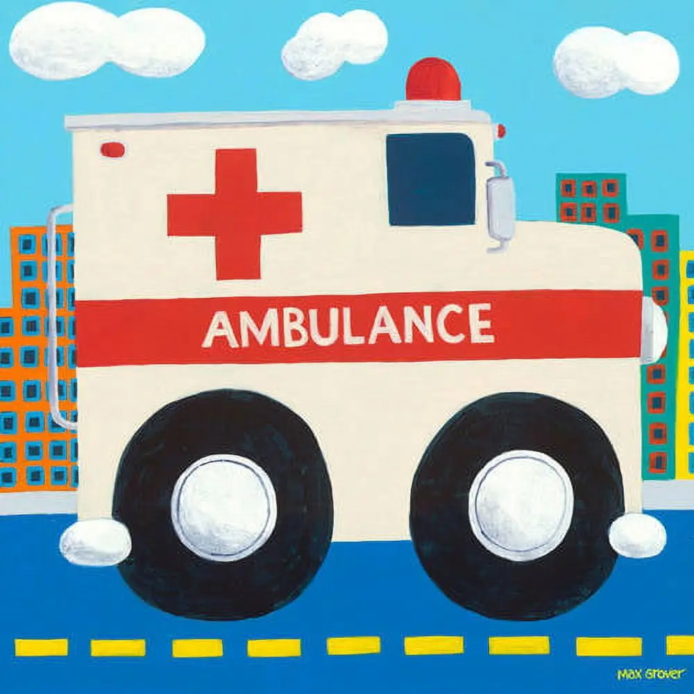 Oopsy Daisy's Vibrant Ambulance Canvas Art For Kids 1