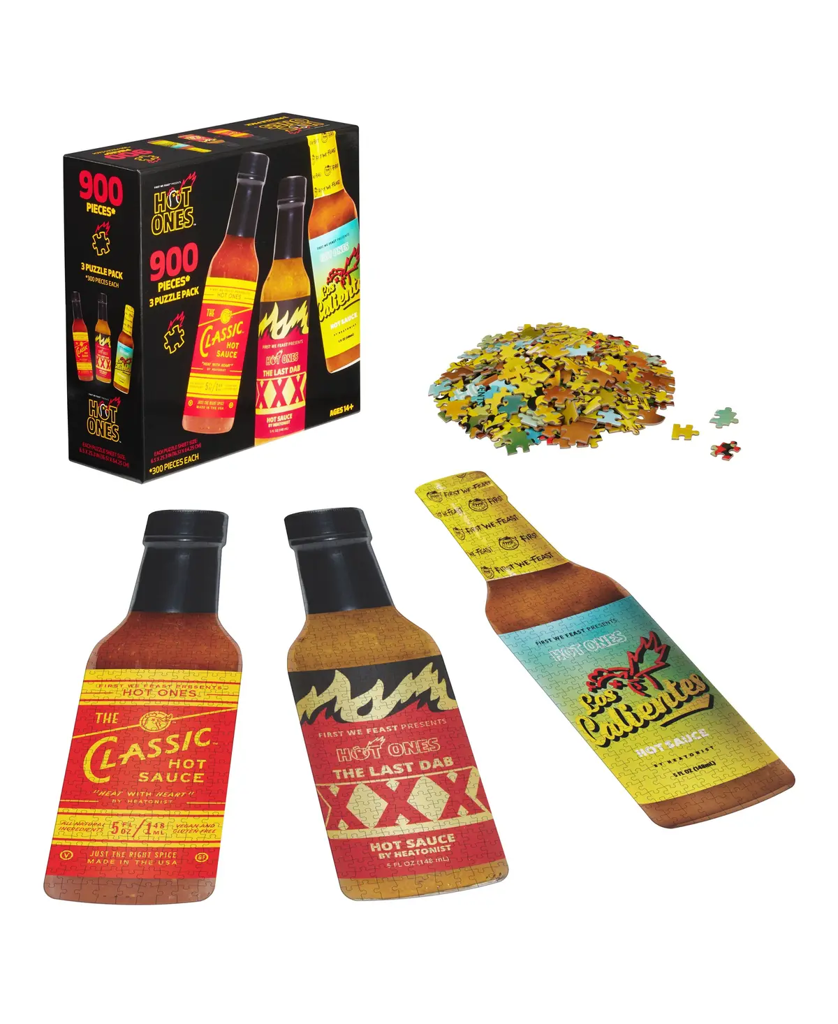 Wowwee Hot Ones Challenge 3-Pack Bottle-Shaped Puzzles - 900 Pc 1
