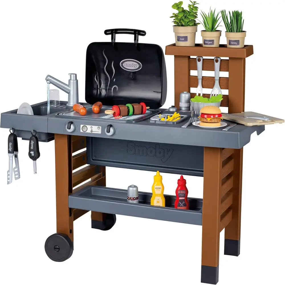 Smoby Garden Kitchen Playset - Toy Grill With 43 Accessories 1