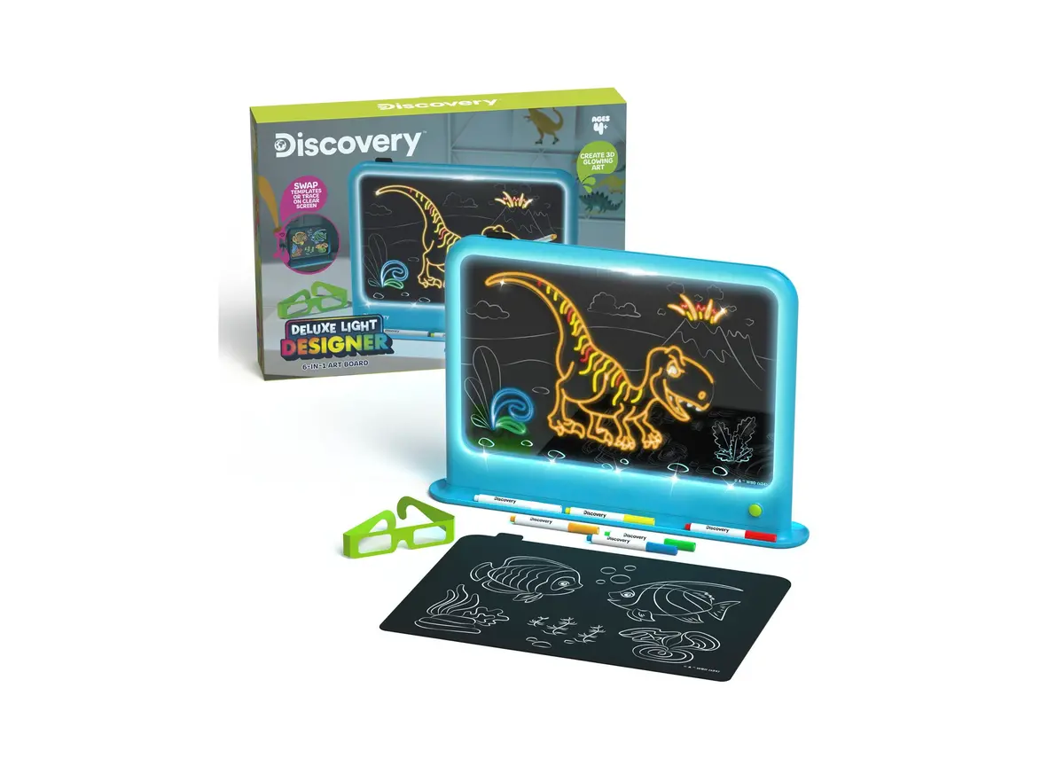 Discovery Kids Deluxe Light Designer 6-In-1 Art Board Drawing Kit 1