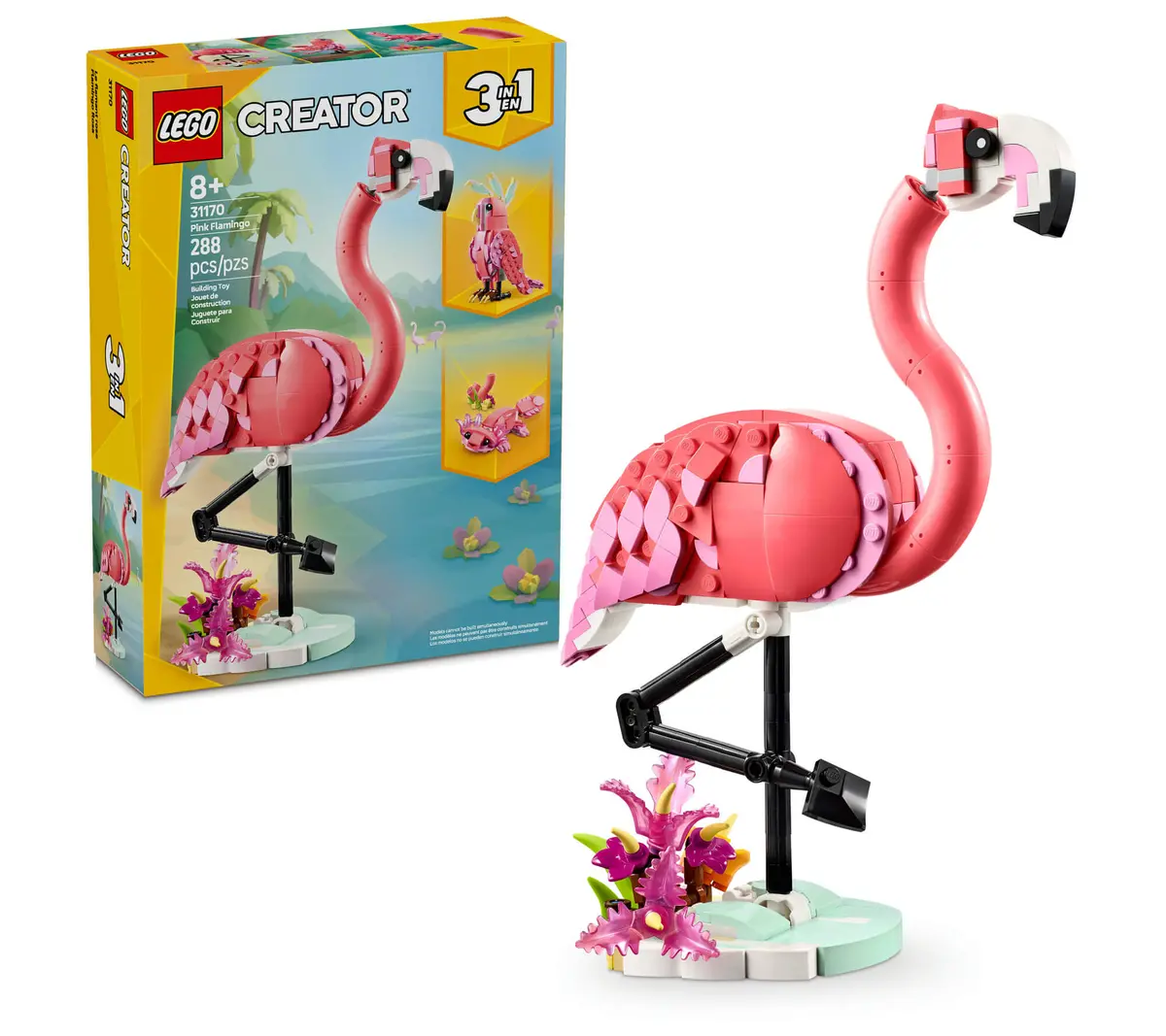 Lego Creator 3In1 Wild Animals Pink Flamingo 288-Piece Playset 1
