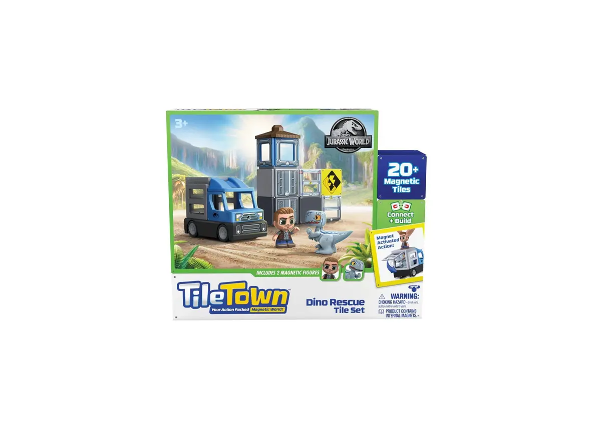 Tile Town Jurassic World Dino Rescue Magnetic Playset, 22-Piece 1