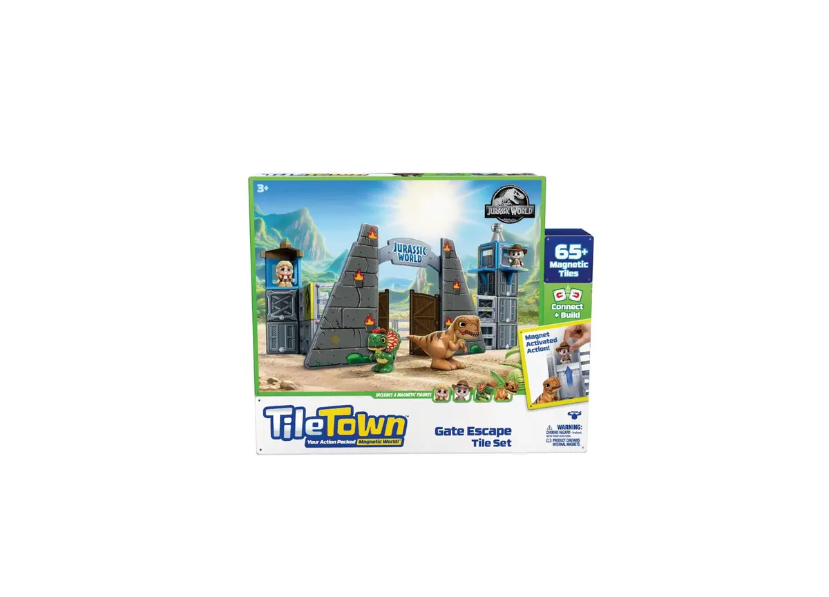 Tile Town Jurassic World Dino Escape Magnetic Tiles Playset, 69 Piece 1