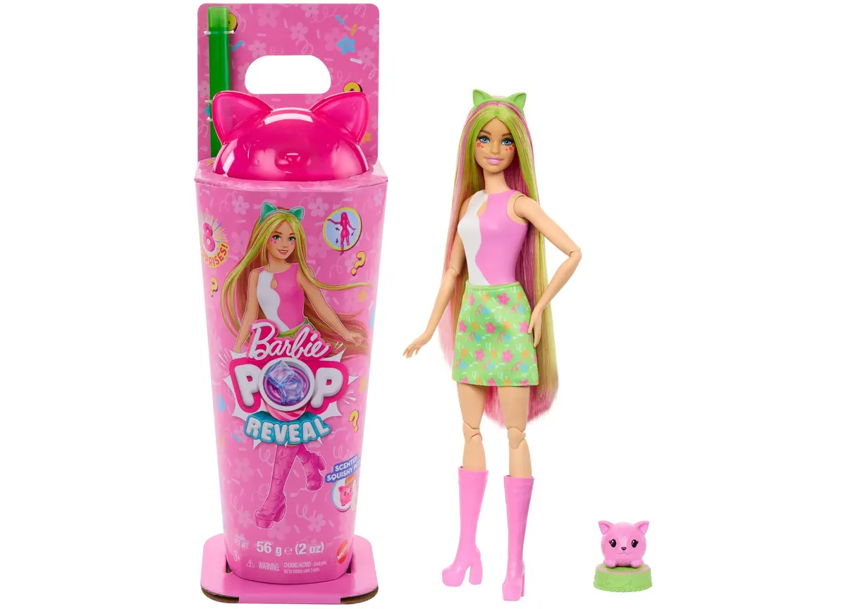 Barbie Pop Reveal Shakes Series - Cute Kitten Fashion Doll With Accessories 1