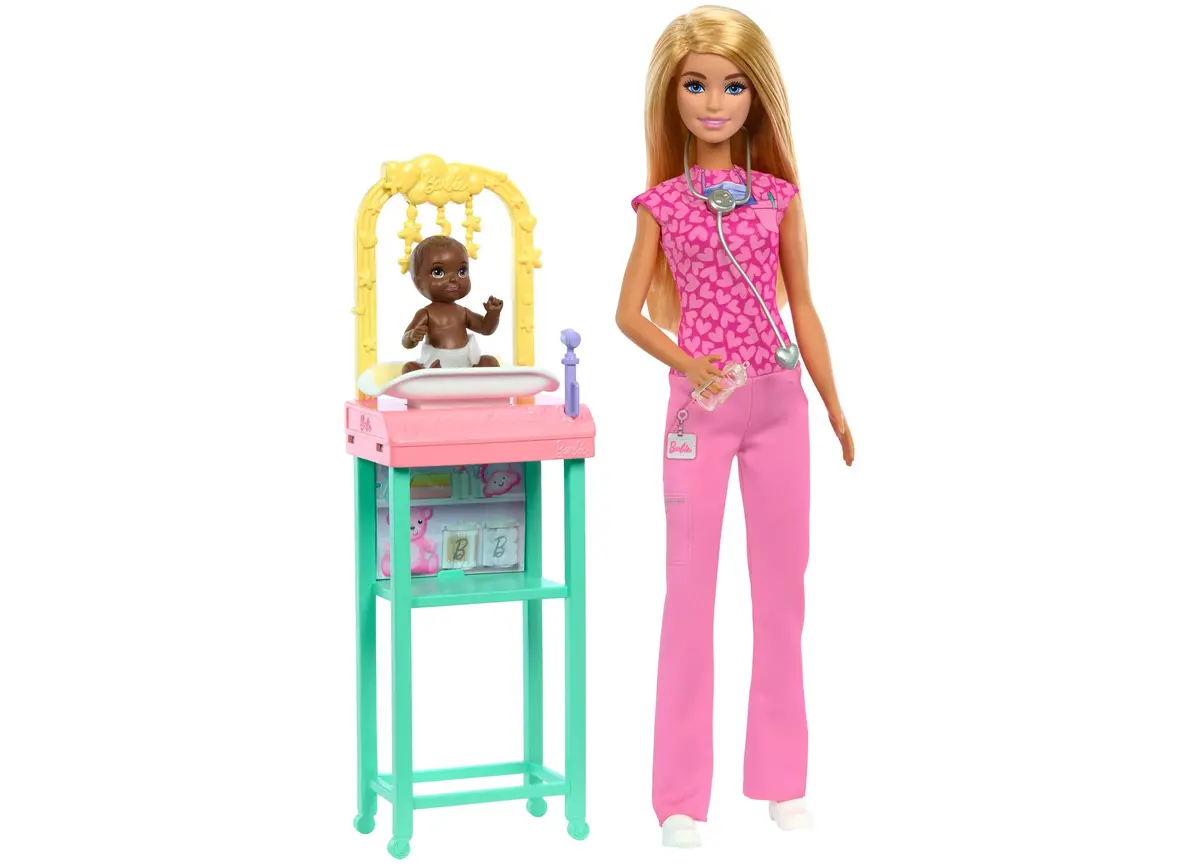 Barbie Baby Doctor Playset With Blonde Fashion Doll, Examination Table, And Accessories 1
