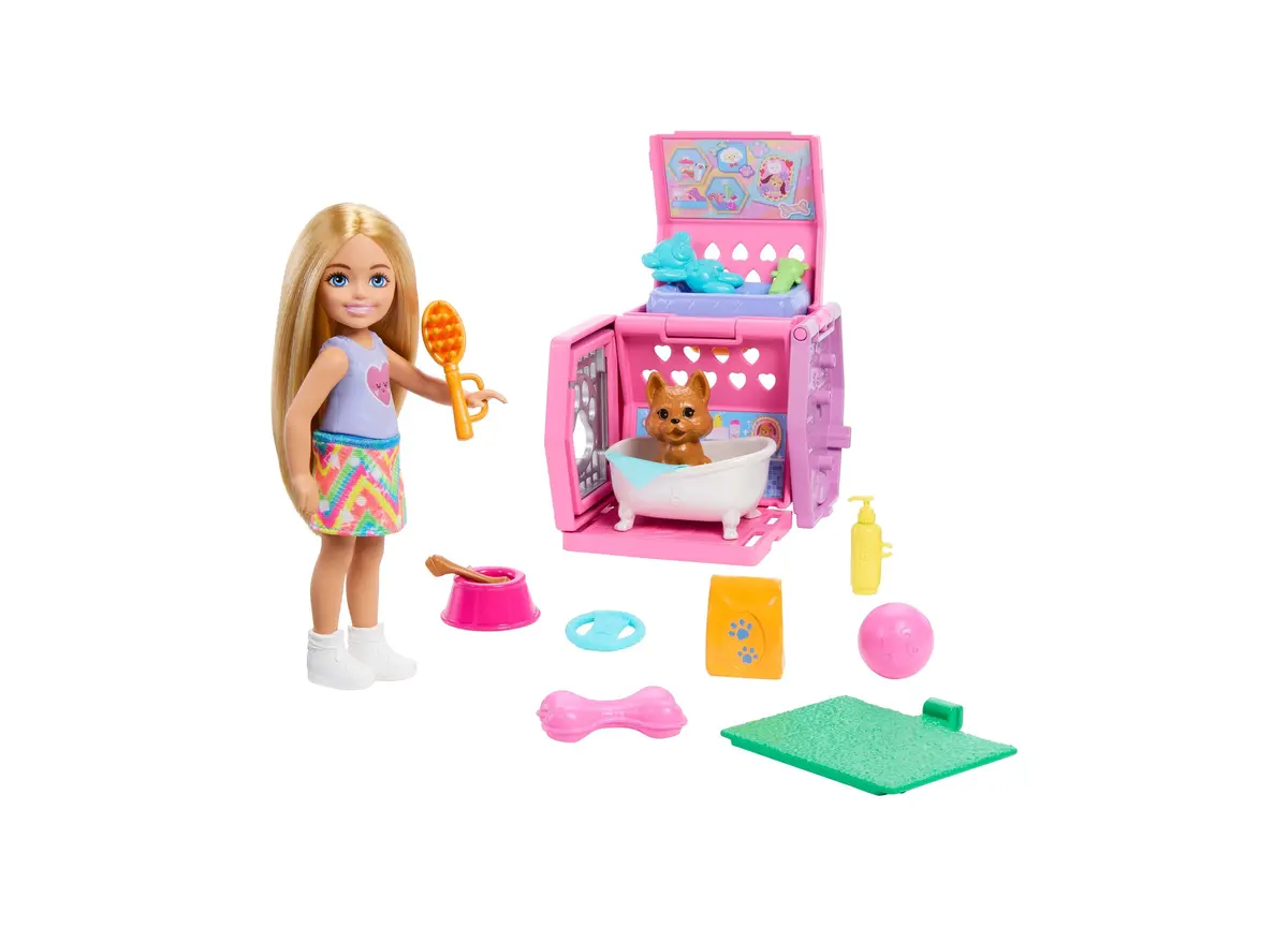 Barbie Chelsea Puppy Playset With Transformative Carrier And Doll 1