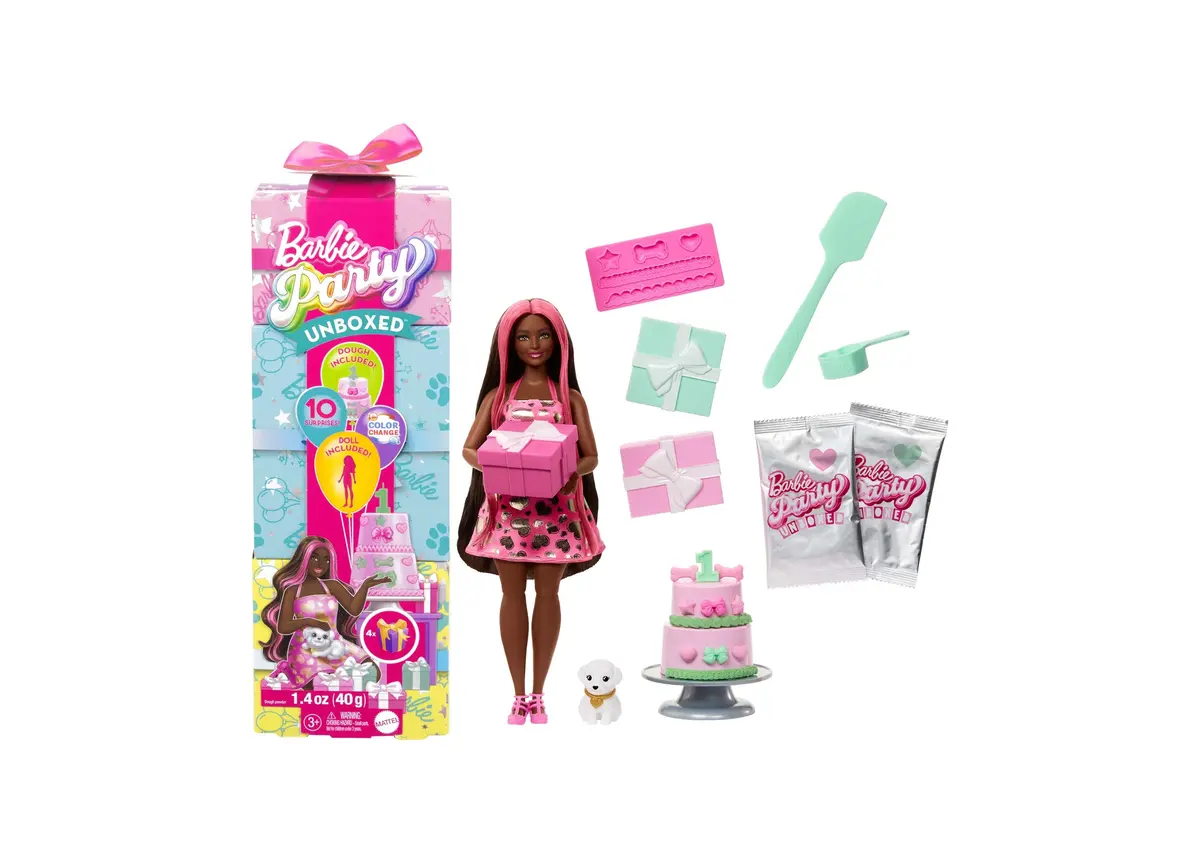 Barbie Party Unboxed Pet Birthday Series Doll & Accessories - Shimmerin’ Hearts Set 1