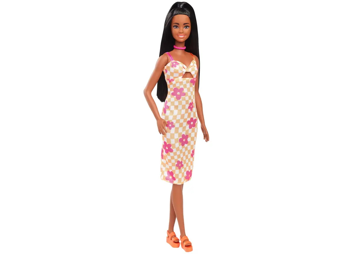 Barbie Fashionistas Doll 233 - Flower Checkered Midi Dress 1