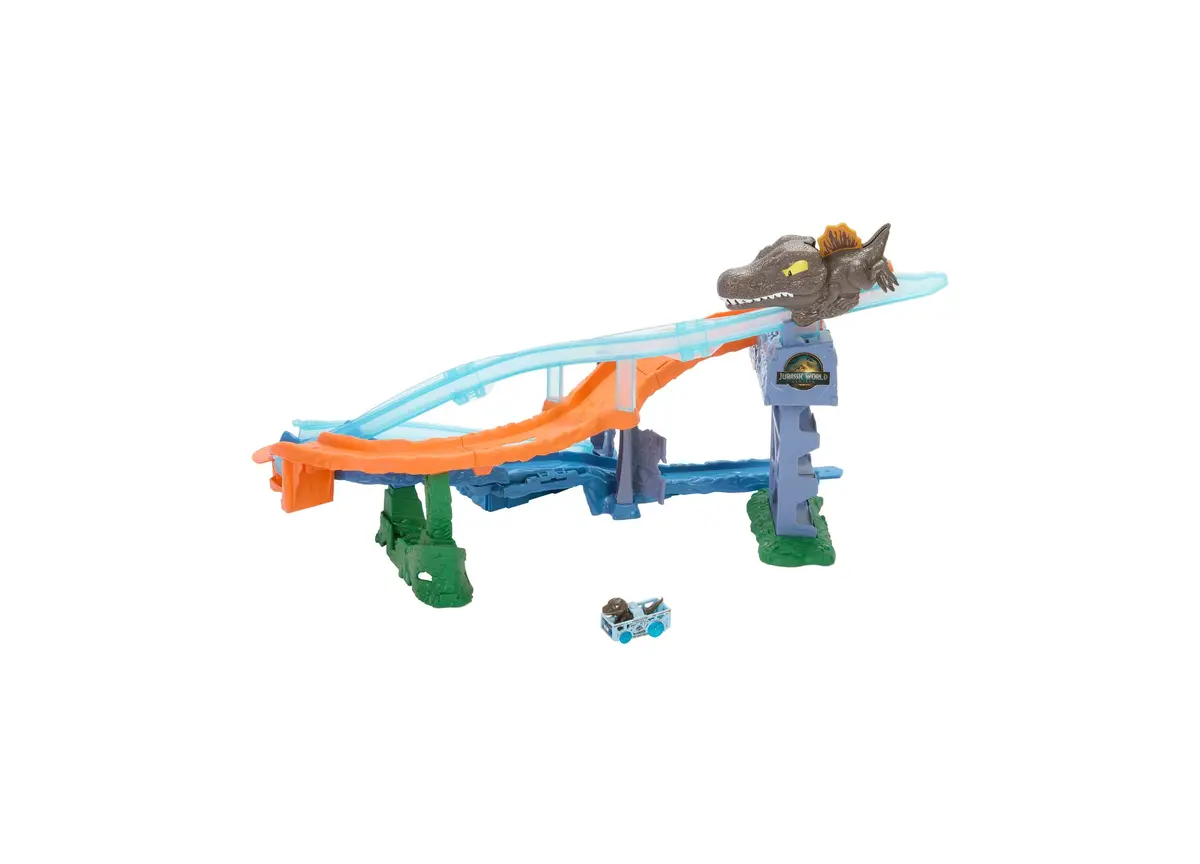 Hot Wheels Racerverse Jurassic World Crash & Splash Track Set With Die-Cast Dinosaur Toy Car 1