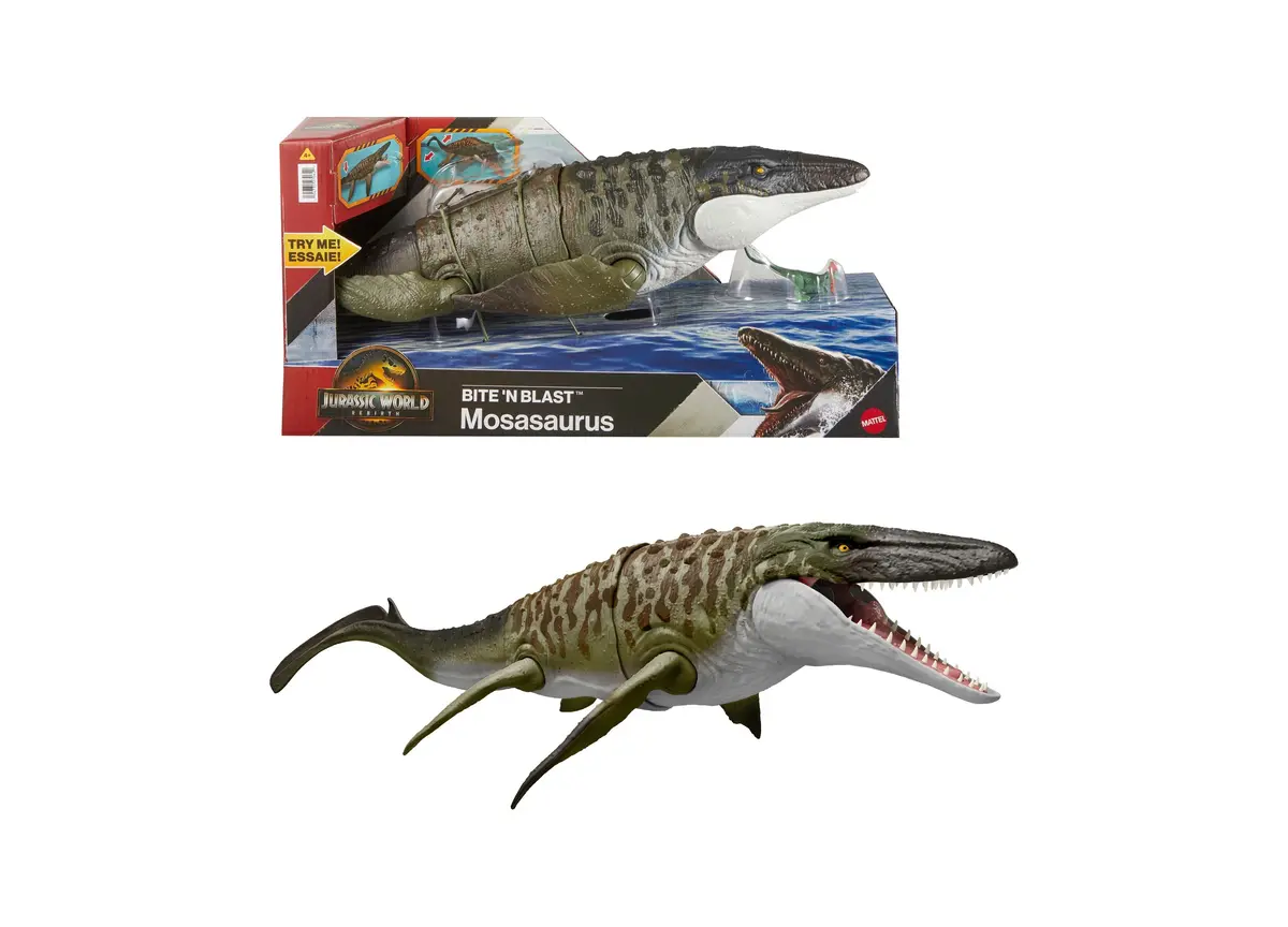 Jurassic World Rebirth Bite N Blast Mosasaurus Action Figure Playset 1