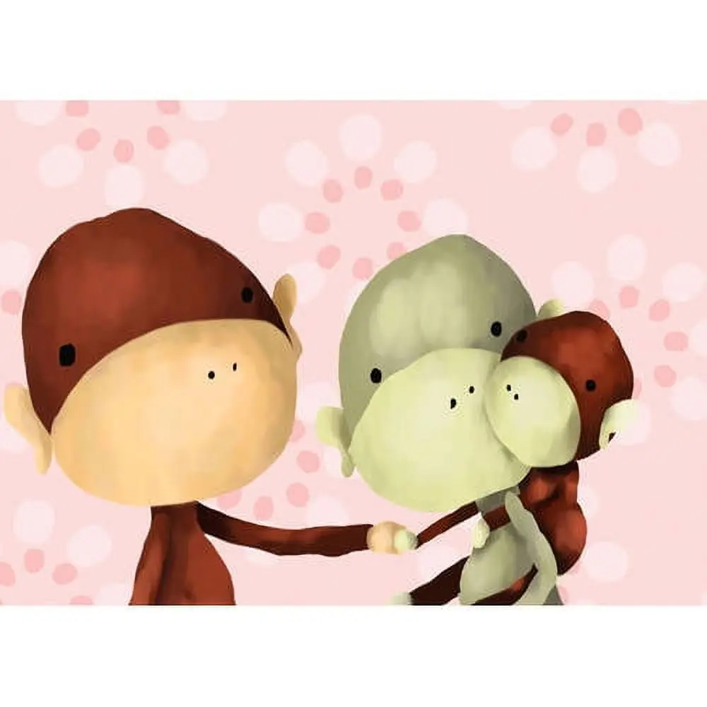 Oopsy Daisy's Monkey Family Canvas Wall Art 14X10 Inches 1