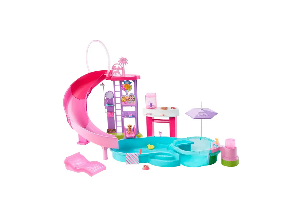 Barbie Dream Pool Playset - Slide & Bubbling Hot Tub With 20+ Accessories 1