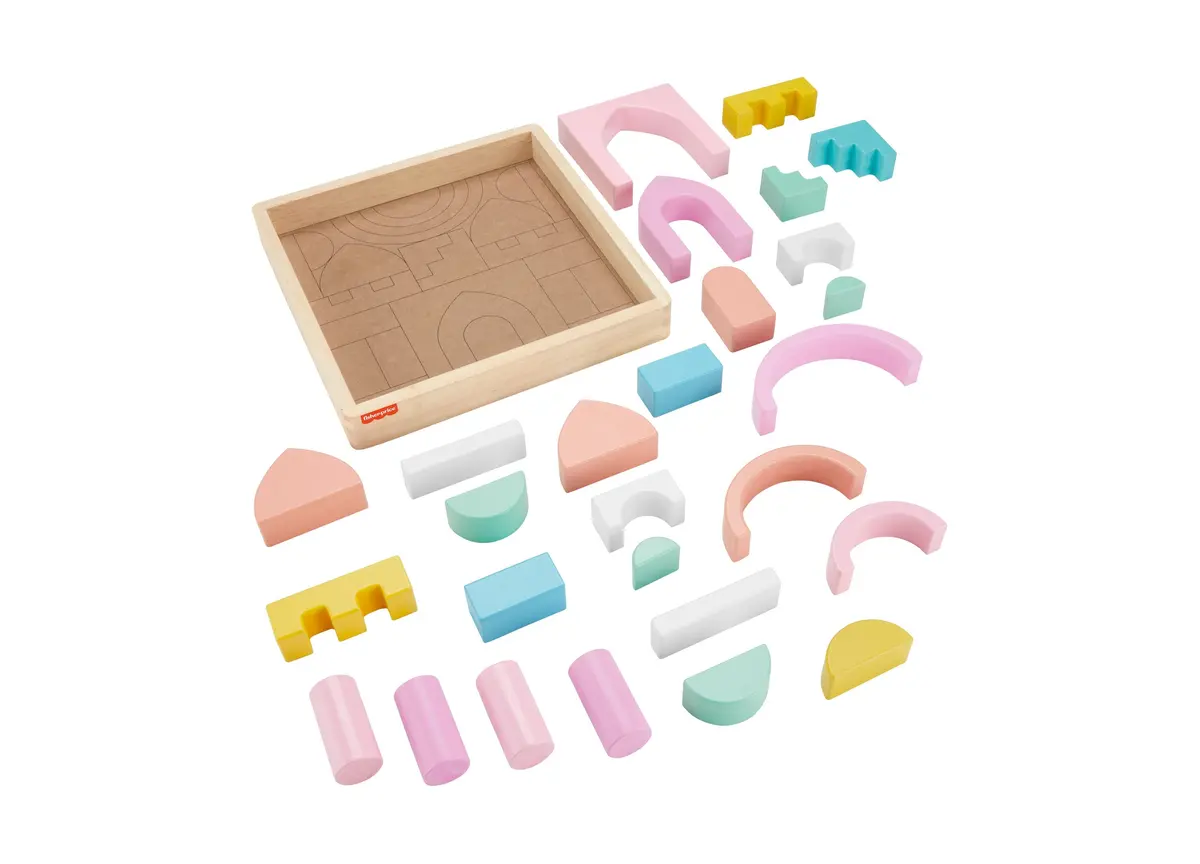 Fisher Price Fsc-Certified Wooden Castle Block Set, 28 Pieces For Toddlers 1