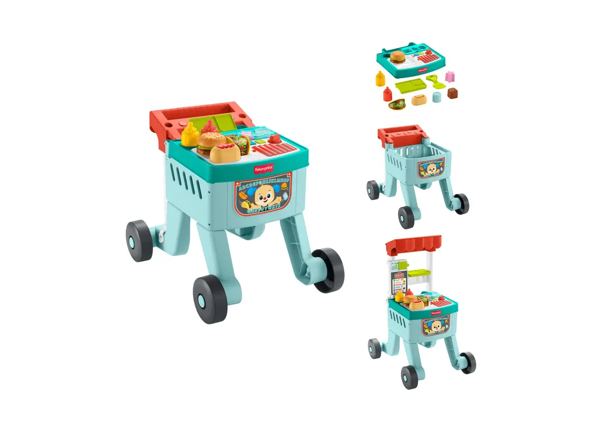 Fisher-Price Laugh And Learn 4-In-1 Snack Cart Walker With 14 Play Pieces 1