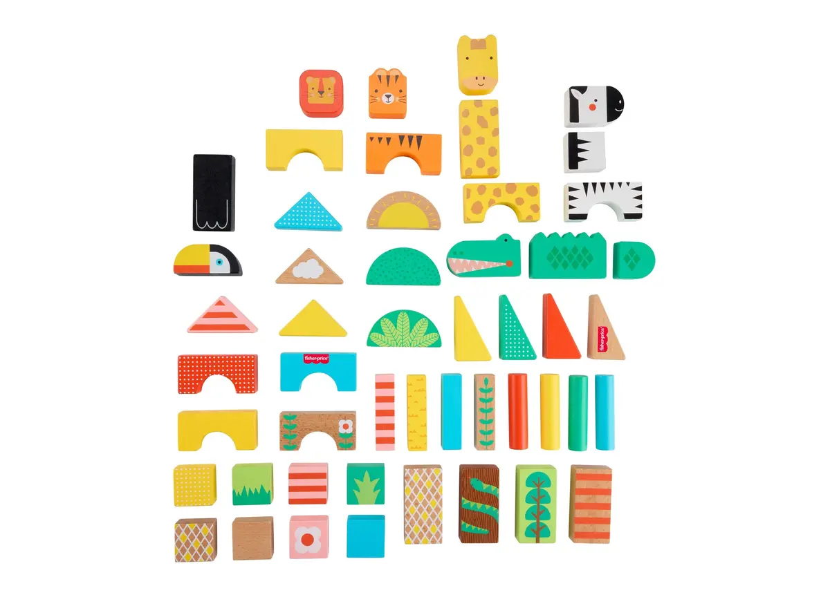 Fisher Price Jungle Adventure 50-Piece Wooden Block Set 1