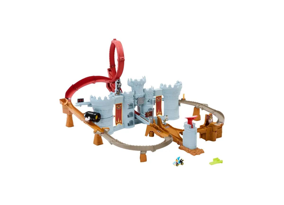 Hot Wheels Mario Kart Bowser's Castle 1:64 Scale Track Set With Kamek Vehicle 1
