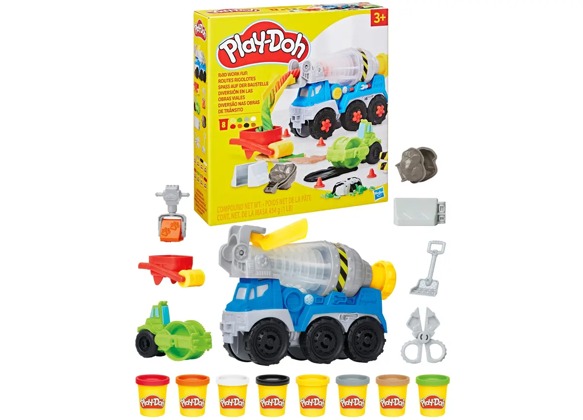 Play-Doh Road Work Fun Playset With Cement Mixer And Accessories 1