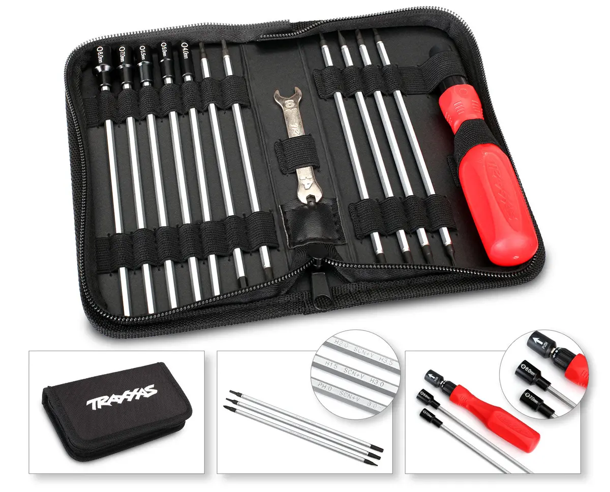 Traxxas Tools - Tra3415 Tool Kit Travel Pouch, Handle Hex Nut Drivers Phillips Wrench 1