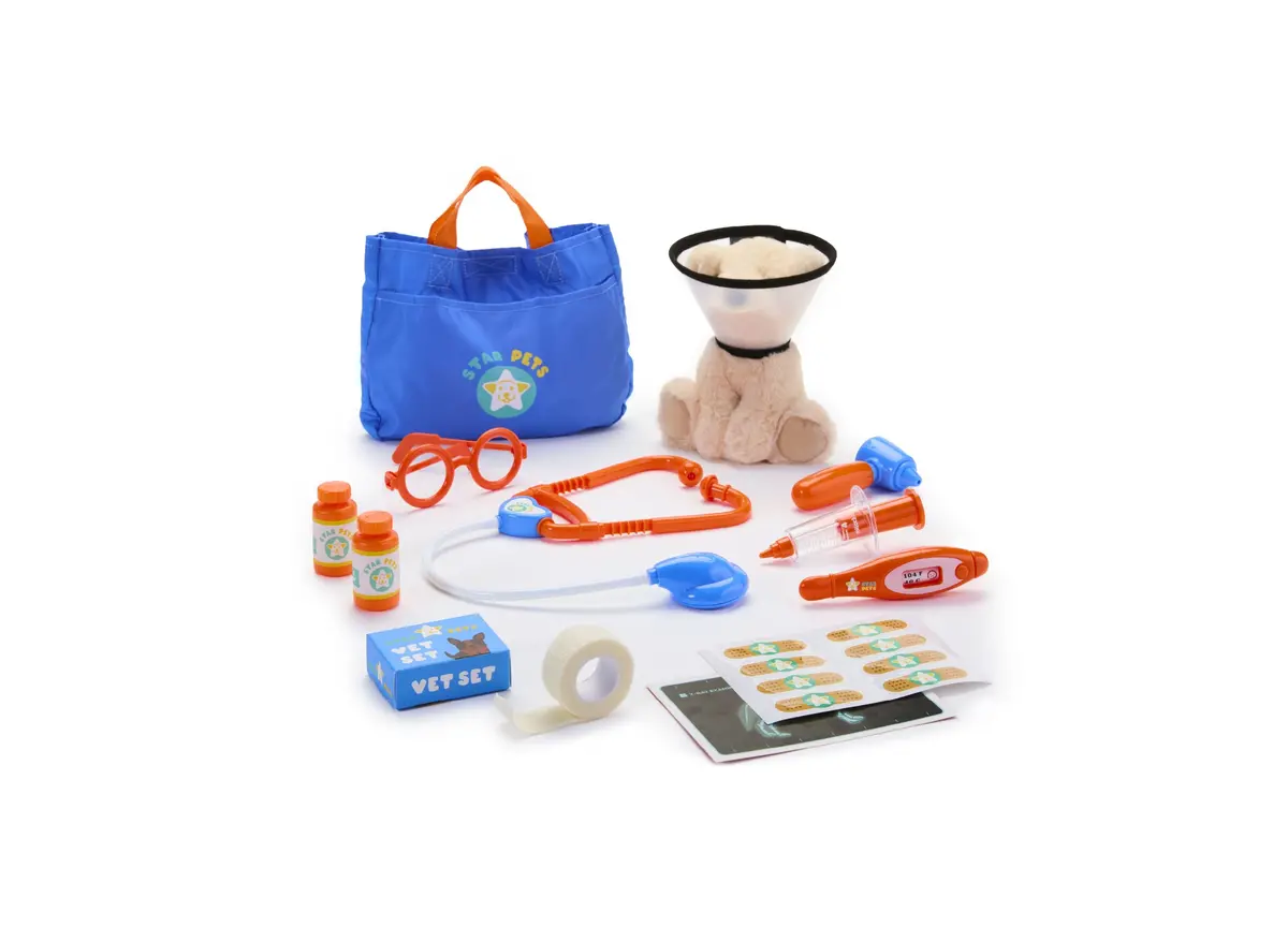 Geoffrey's Toy Box Star Pets Vet Care Playset With Plush Pet And Accessories 1