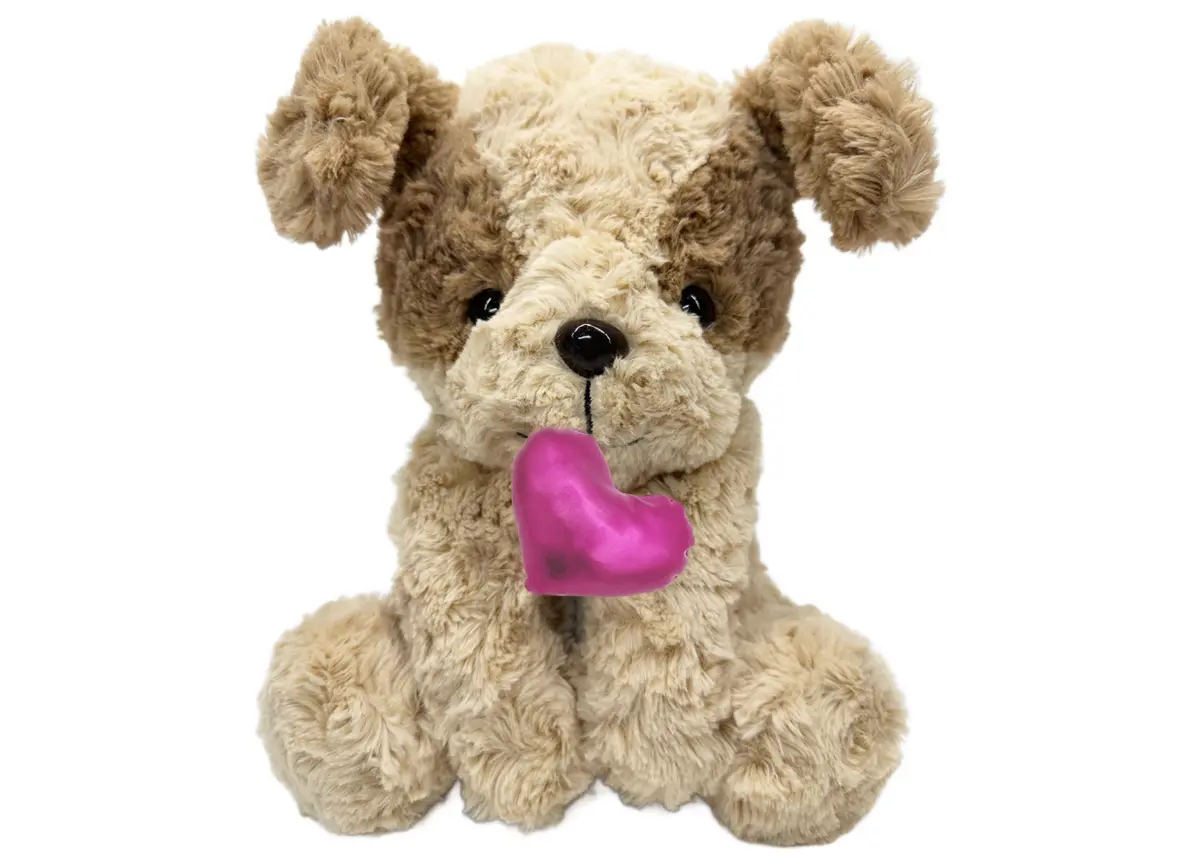 Cuddly Companions Wild Hippo Puppy Love Valentine's Plush Toy - White/Brown 1