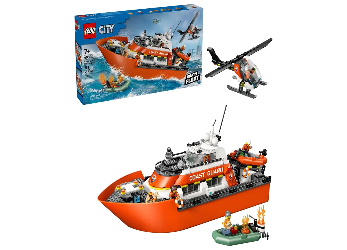 Lego City Coast Guard 742-Piece Rescue Boat & Helicopter Set - 60504 1