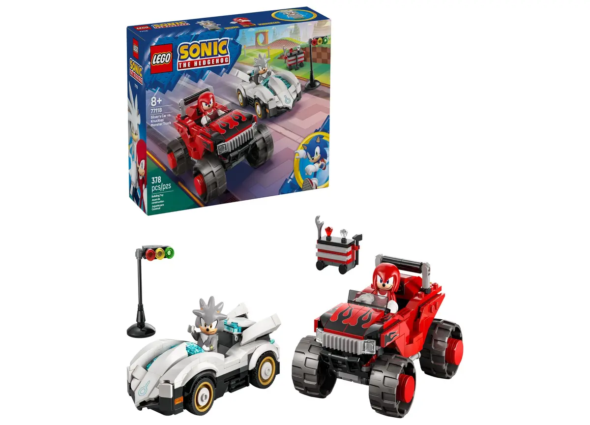 Lego Sonic Silver's Car Vs. Knuckles' Monster Truck Set 77118, 378 Pieces 1