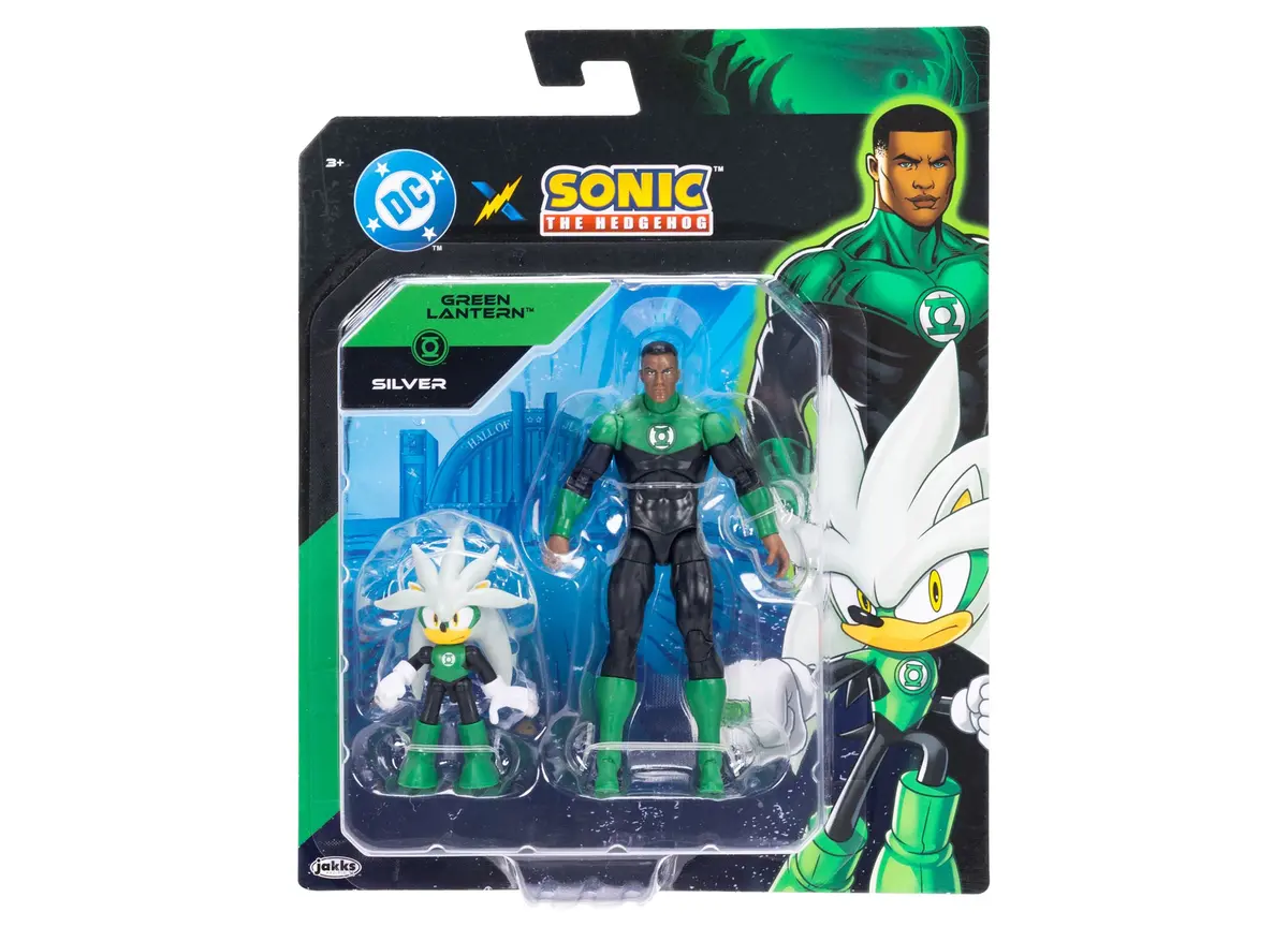 Sonic The Hedgehog X Dc Lanterns 2.5 & 5 Inch Action Figure Set - Silver & Green Lantern 1