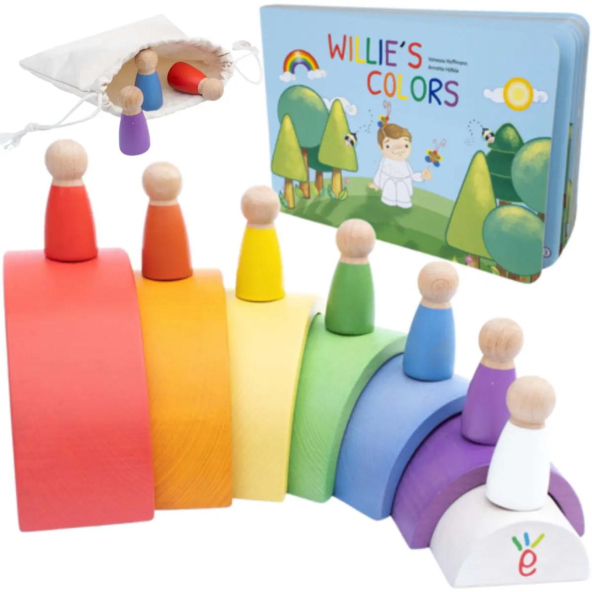 Extasticks Willie's Rainbow World - Wooden Arches And Peg Dolls Set 1