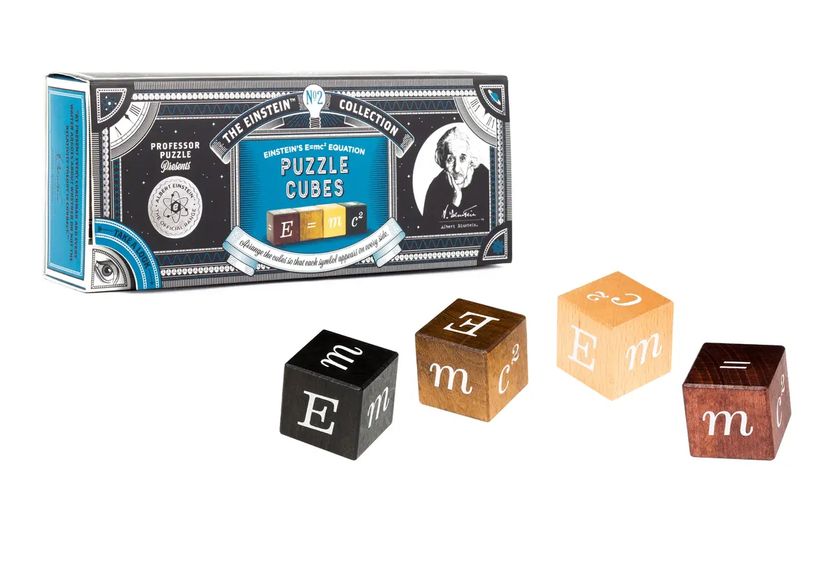 Professor Puzzle Einstein's E=Mc2 4 Pack Wooden Puzzle Cubes 1