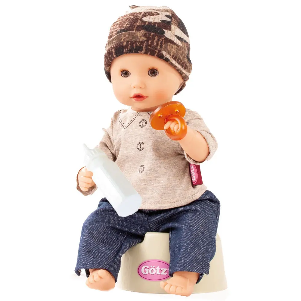 Gotz Aquini 13" Anatomically Correct Drink & Wet Bath Doll - Camouflage Outfit 1
