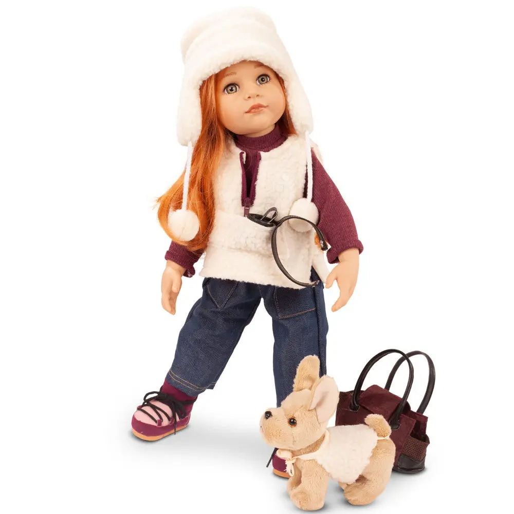 Gotz 19-Inch Hannah Doll With Plush Dog - Multi-Jointed Playset 1