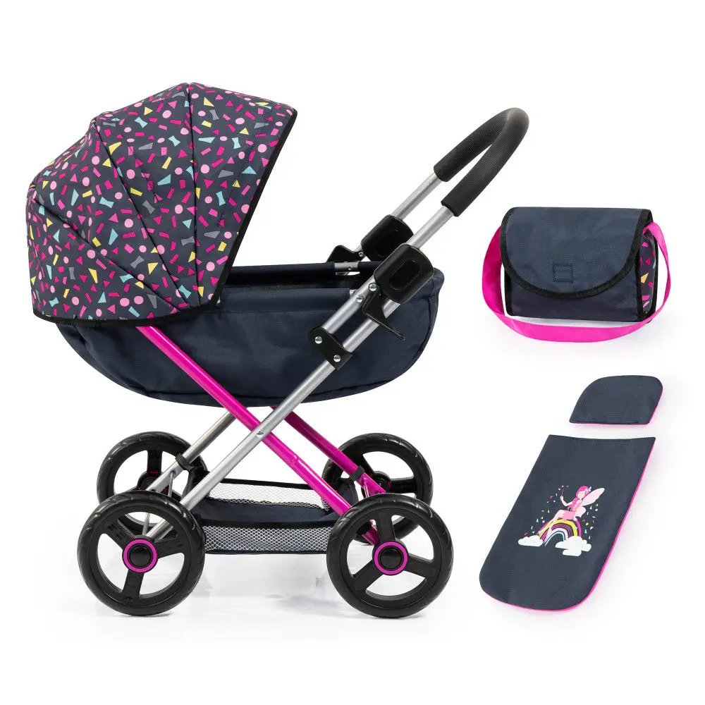 Bayer Design Fairy-Themed Doll Pram Cosy - Navy & Hot Pink, Ages 3+ 1