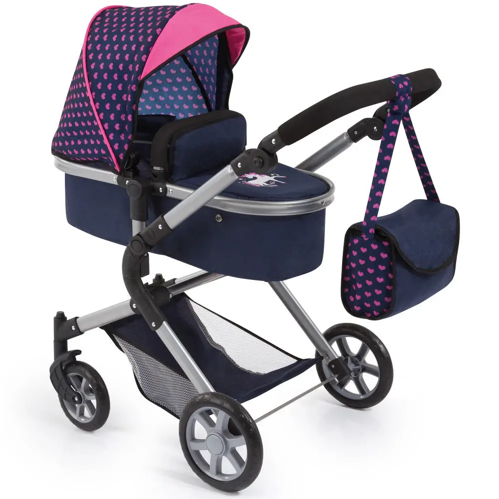 Bayer Design Neo City Combi Doll Pram, Convertible Jogger, Blue & Pink, Ages 3+ 1