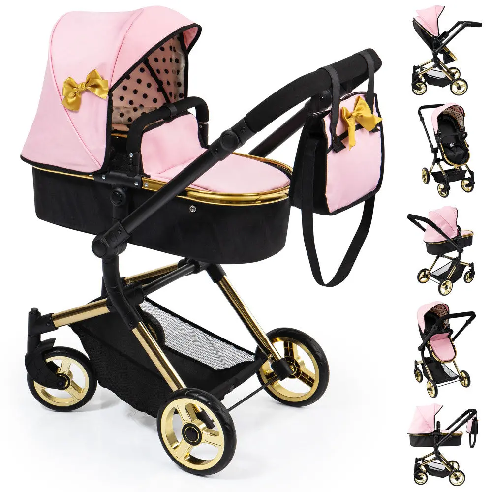 Bayer Design Neo Vario Combi Doll Pram - Pink, Black, Gold, For Ages 3+ 1