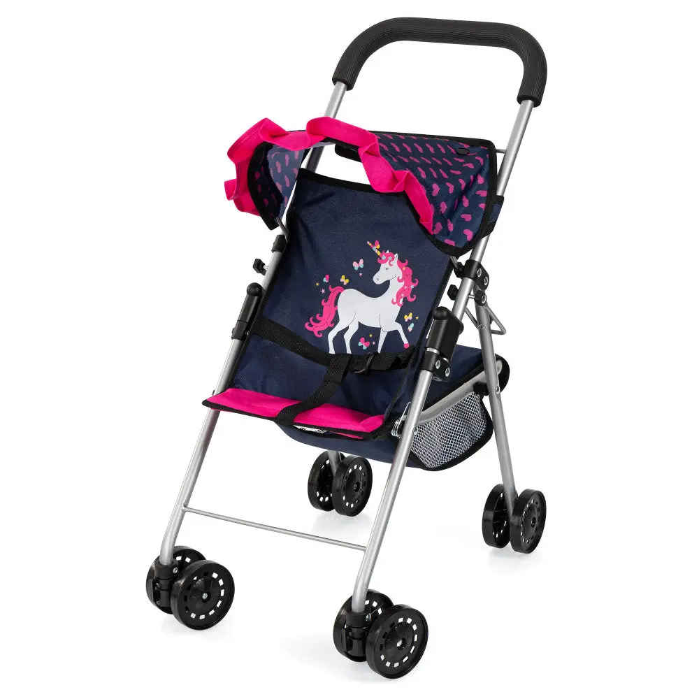 Bayer Design Dolls: Buggy Stroller With Unicorn Design, Blue And Pink Hearts, Ages 3+ 1