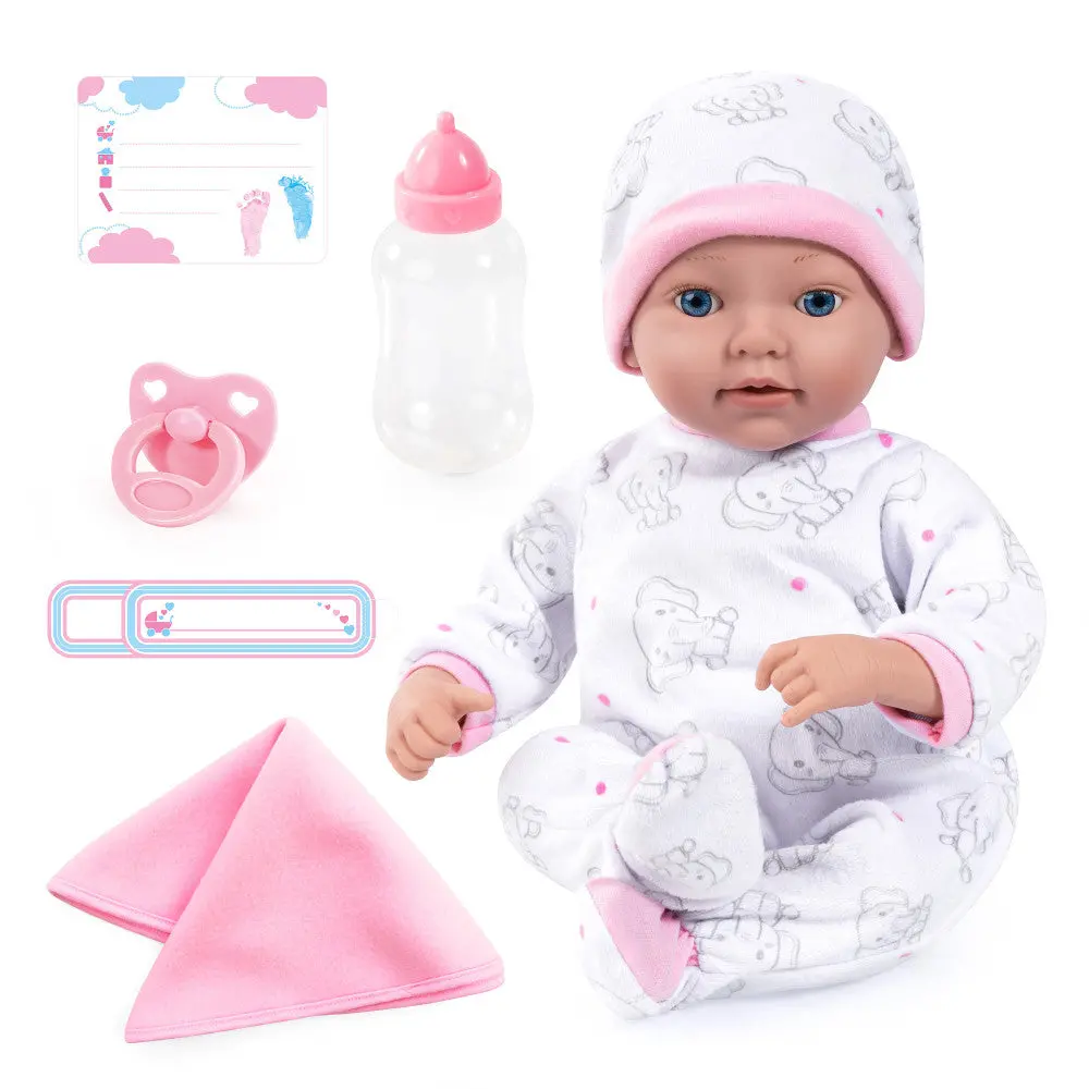 Bayer Design 15" Reborn Baby Doll Set - White Pink Elephant, Kids Age 18Mo+ 1
