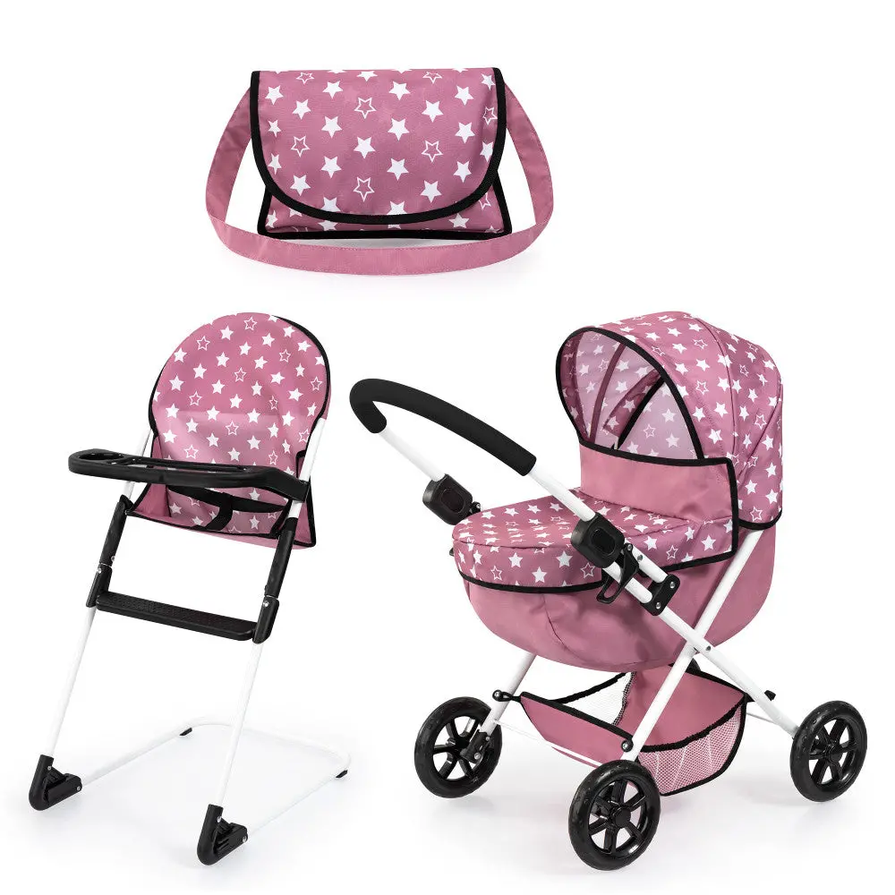 Bayer Design Cozy 3-Piece Dolls Playset - Pink, White, Stars 1